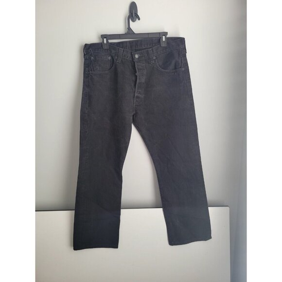 Levis 501 Jeans Mens 38x30 Black Denim Straight Leg Button Fly Charcoal Wash - Picture 1 of 6